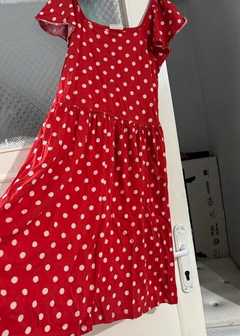 Kırmızı Puantiyeli Mini Elbise - Görsel 2