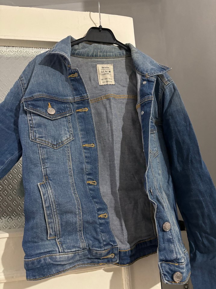Bershka mavi Denim kot ceket - Görsel 2