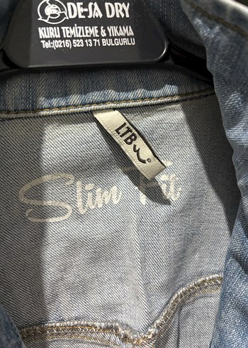 Gri Kadın kot Ceket Düğmeli - Görsel 2