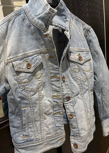 Gri Kadın kot Ceket Düğmeli - Görsel 3