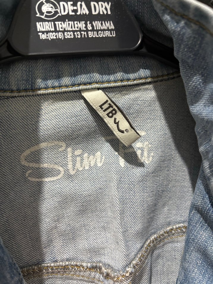 Gri Kadın kot Ceket Düğmeli - Görsel 2