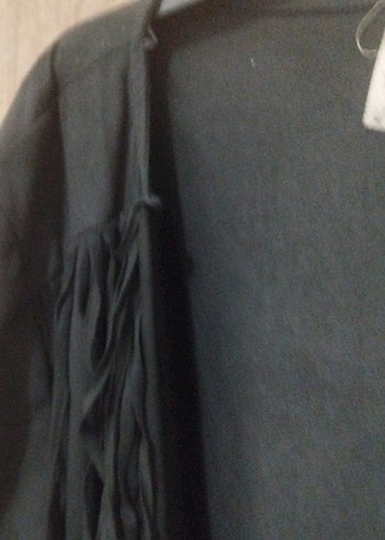 Kadın Siyah Püsküllü Süet Bolero - Görsel 4