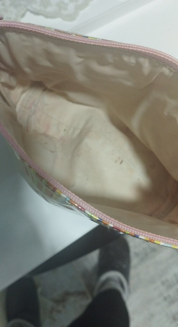 Kadın Çok Renkli Pastel Çizgili Makyaj Çantası - Görsel 3