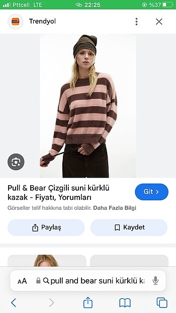 Pull and Bear SUNİ KÜRKLÜ KAZAK