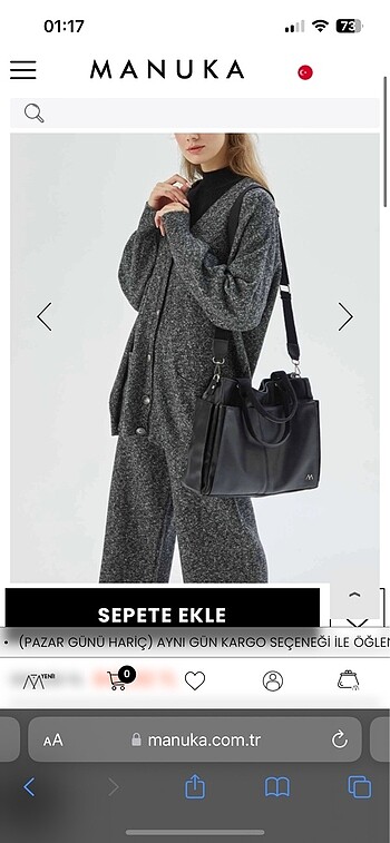 Beden siyah Renk Manuka everyday bag