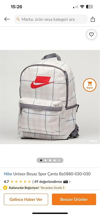 Orijinal Nike sırt çantası