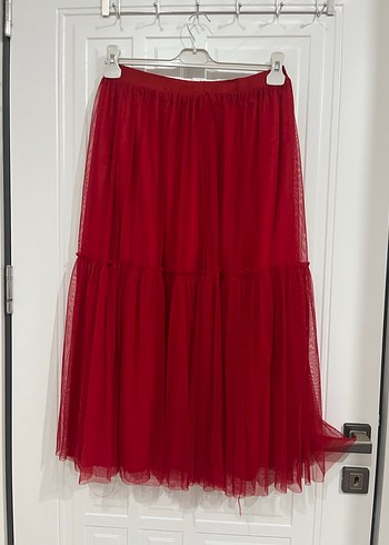 Kırmızı Pilili Uzun Bohem Etek - Görsel 4