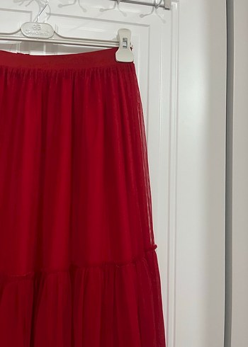 Kırmızı Pilili Uzun Bohem Etek - Görsel 2