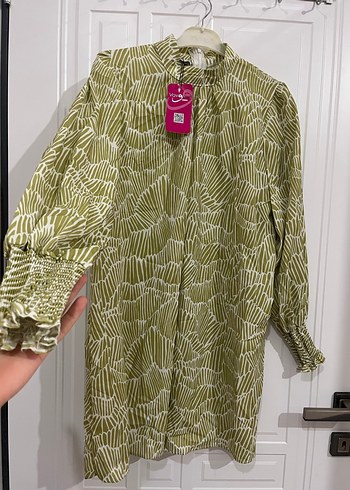 Uzun Kollu Yeşil Bohem Tunik - Görsel 2