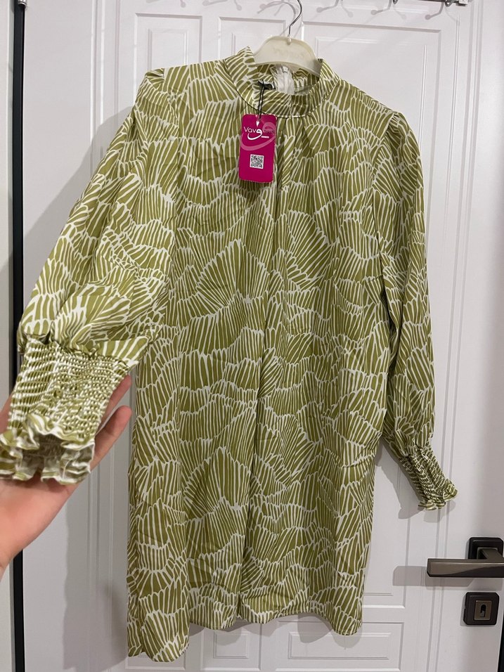 Uzun Kollu Yeşil Bohem Tunik - Görsel 2