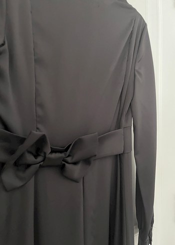 Siyah Uzun Kollu Minimalist Uzun Abiye Elbise - Görsel 5