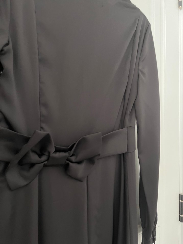 Siyah Uzun Kollu Minimalist Uzun  Abiye Elbise - Görsel 5