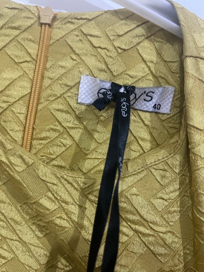 Pilili Sarı Uzun Kollu Kadın Elbise - Görsel 4