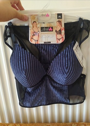 Kısa Mini Mavi Baskılı Goth Büstiyer - Görsel 4