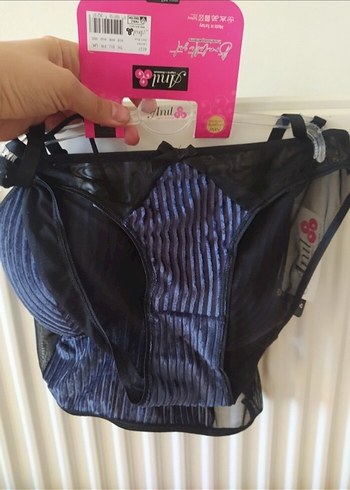 Kısa Mini Mavi Baskılı Goth Büstiyer - Görsel 2