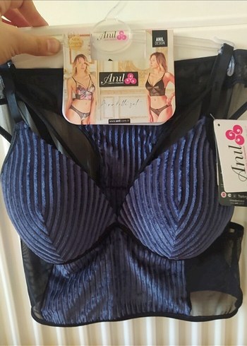 Kısa Mini Mavi Baskılı Goth Büstiyer - Görsel 3