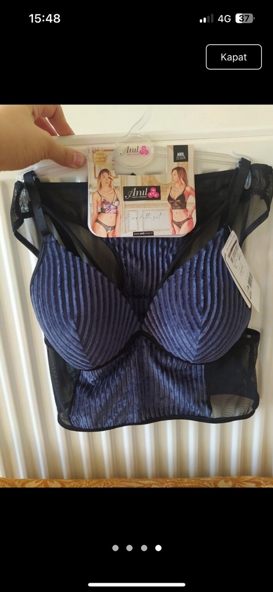 Kısa Mini Mavi Baskılı Goth Büstiyer - Görsel 4