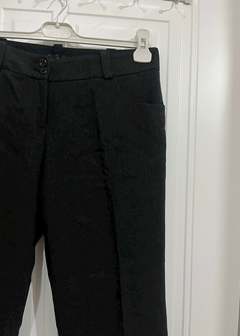 Siyah Beli Kemerli Kadın Kumaş Pantolon - Görsel 3