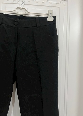 Siyah Beli Kemerli Kadın Kumaş Pantolon - Görsel 4