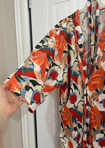 Çiçek Desenli Uzun Bohem Kadın Kimono - Görsel 3