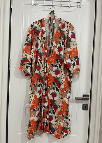 Çiçek Desenli Uzun Bohem Kadın Kimono - Görsel 4