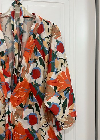 Çiçek Desenli Uzun Bohem Kadın Kimono - Görsel 2