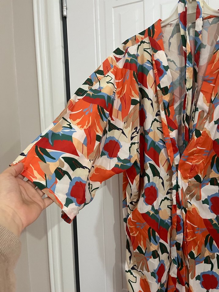 Çiçek Desenli Uzun Bohem Kadın Kimono - Görsel 3