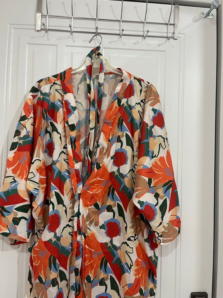Çiçek Desenli Uzun Bohem Kadın Kimono - Görsel 5