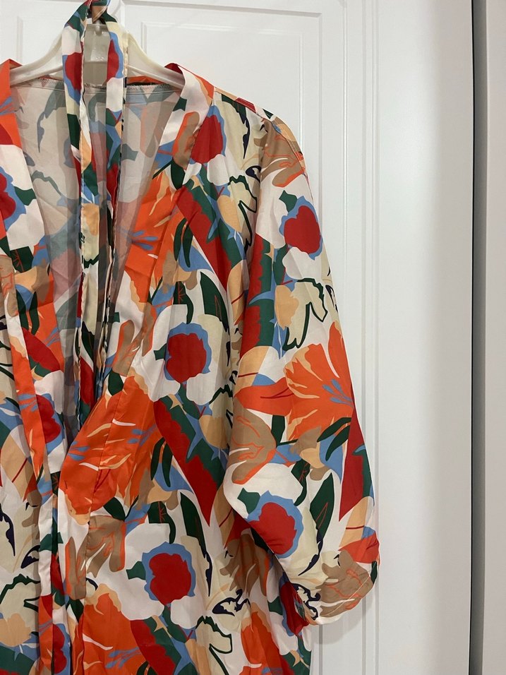 Çiçek Desenli Uzun Bohem Kadın Kimono - Görsel 2