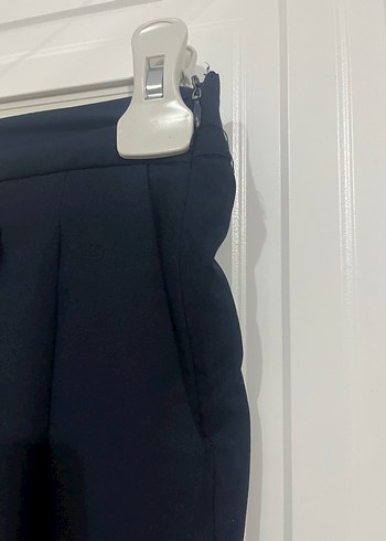 Lacivert Pilili Midi Kumaş Pantolon - Görsel 2