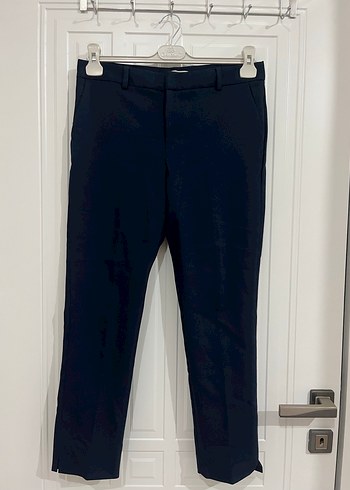 Kadın Lacivert Regular Fit Midi Kumaş Pantolon - Görsel 2