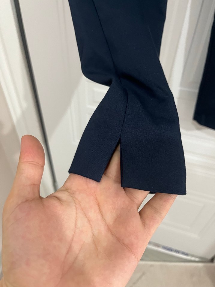 Kadın Lacivert Regular Fit Midi Kumaş Pantolon - Görsel 5