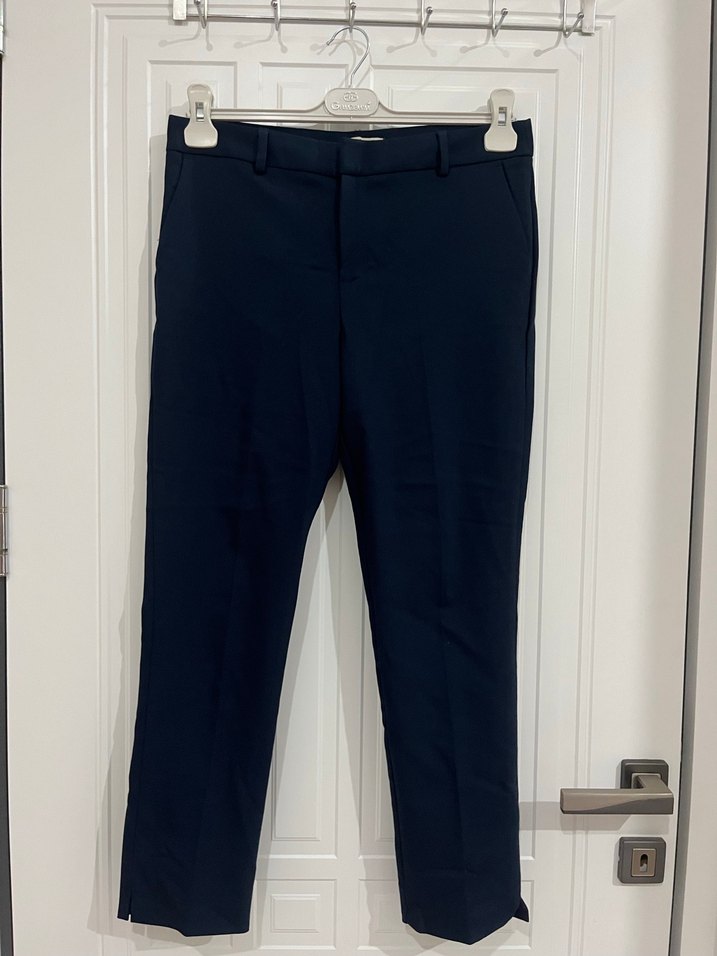 Kadın Lacivert Regular Fit Midi Kumaş Pantolon - Görsel 2