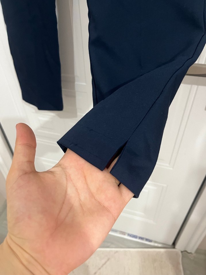 Kadın Lacivert Regular Fit Midi Kumaş Pantolon - Görsel 4