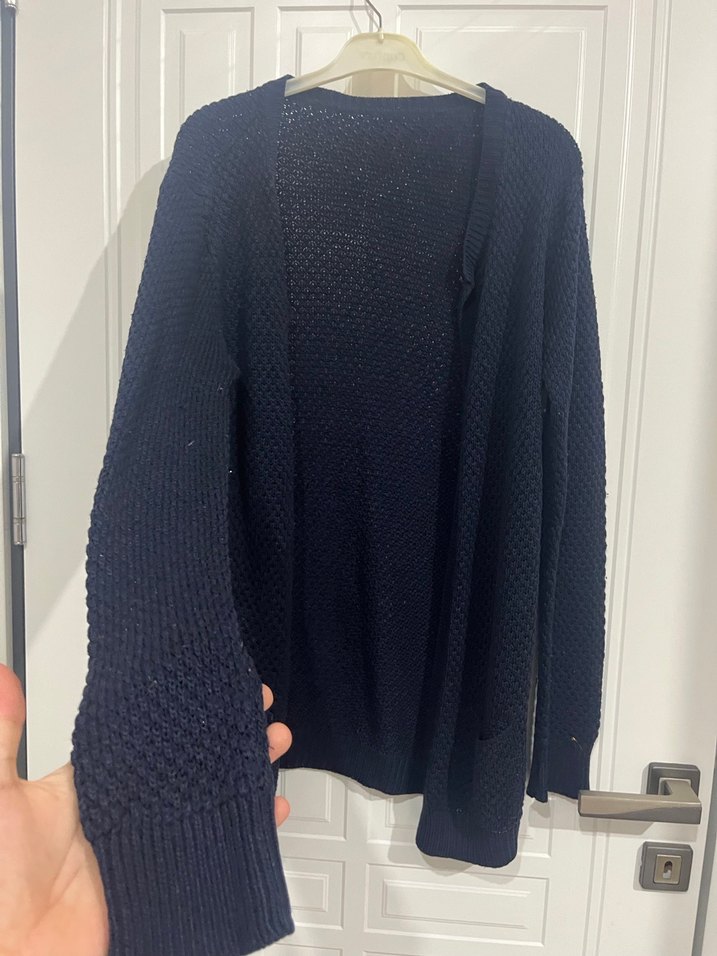 Kadın Mavi Triko Hırka - Görsel 2