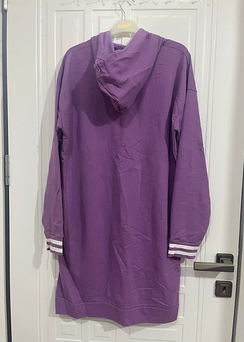 Mor Kapüşonlu Uzun Kollu Midi Sweatshirt - Görsel 5