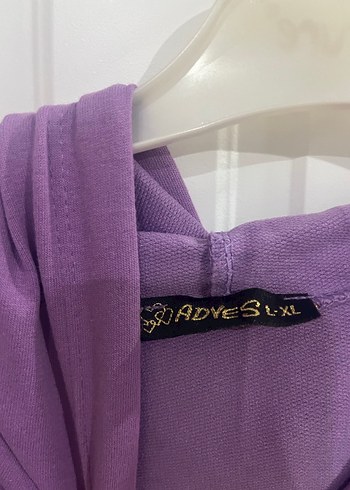 Mor Kapüşonlu Uzun Kollu Midi Sweatshirt - Görsel 4