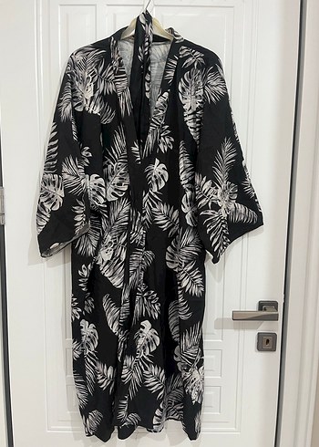 Uzun Siyah Bohem Kadın Kimono - Görsel 3