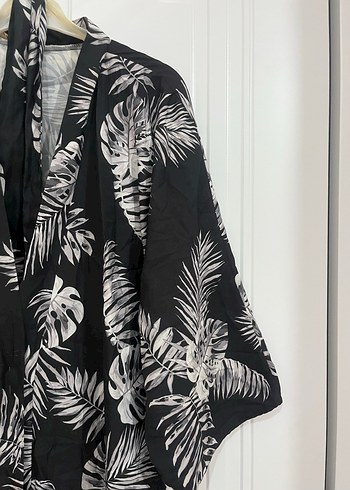 Uzun Siyah Bohem Kadın Kimono - Görsel 4