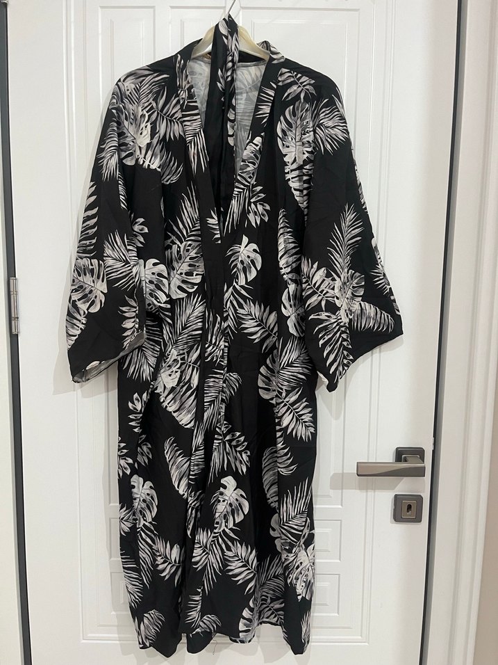 Uzun Siyah Bohem Kadın Kimono - Görsel 3