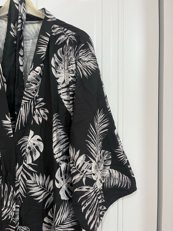 Uzun Siyah Bohem Kadın Kimono - Görsel 4