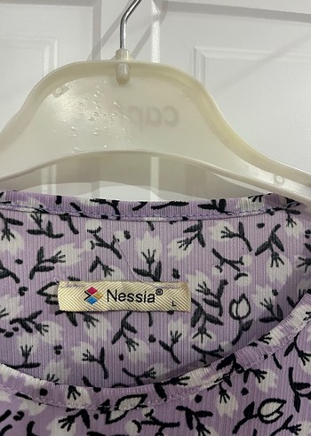 Uzun Kollu Mor Bağlama Desenli Uzun Elbise - Görsel 3