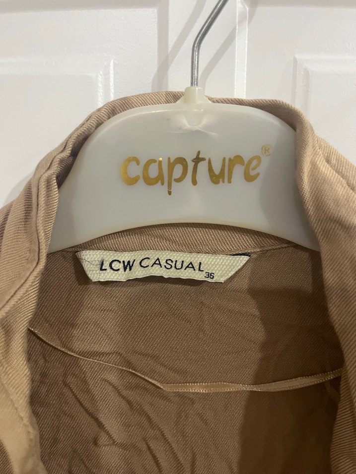 Kadın Bej Keten Uzun Dökümlü Trençkot - Görsel 2