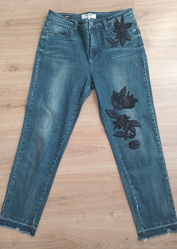 Nakışlı Bohem Kadın Kot Pantolon