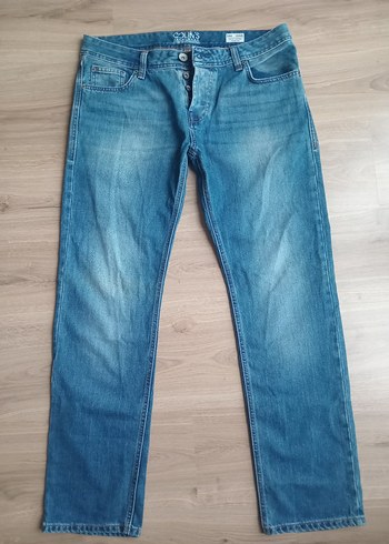 Erkek Mavi Düğmeli Denim Jean