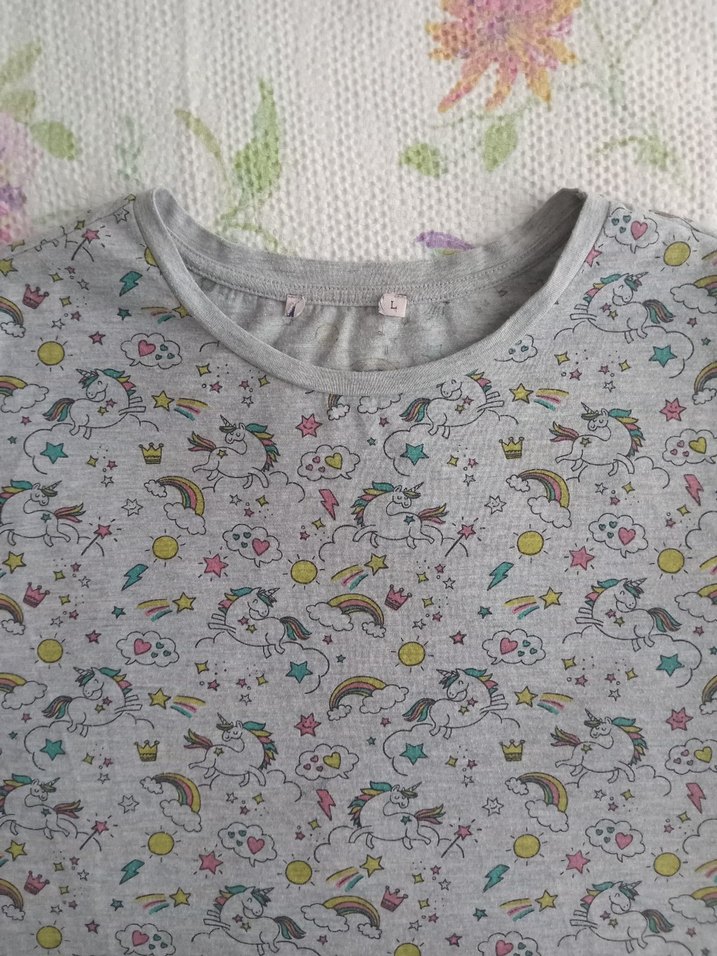 Gri Baskılı Kısa Kollu Tişört - Görsel 3