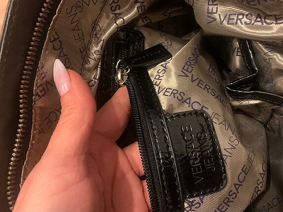  Beden Versace jean siyah deri çanta orijinal