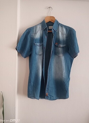 Leke jeans erkek gömlek