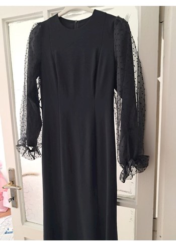 Diğer Siyah Uzun Kol Drapeli Gotik Elbise