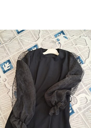 38 Beden Siyah Uzun Kol Drapeli Gotik Elbise